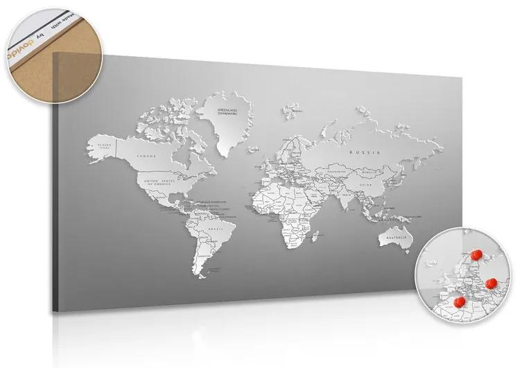 Εικόνα σε ασπρόμαυρο παγκόσμιο χάρτη από φελλό στο αρχικό σχέδιο - 120x80  flags