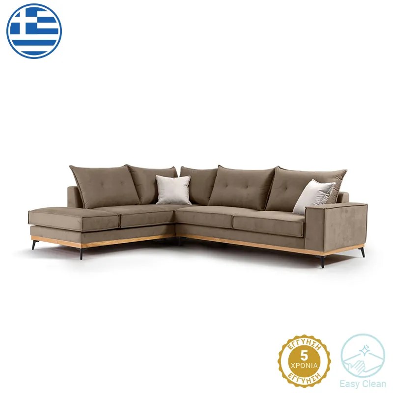 Intrahome Γωνιακός καναπές δεξιά γωνία ZAGROSINA Intrahome ύφασμα mocha-cream 290x235x95εκ | SKU: INTRAPA-279111121