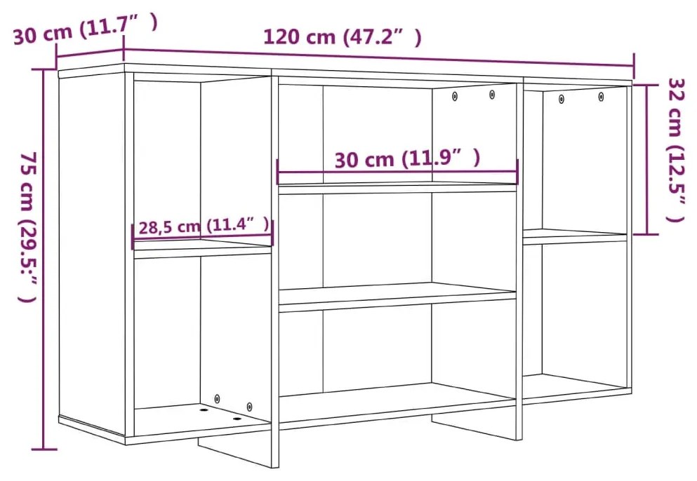 Ντουλάπι Sonoma Δρυς 120x30x75 εκ. από Επεξεργασμένο Ξύλο - Μπεζ