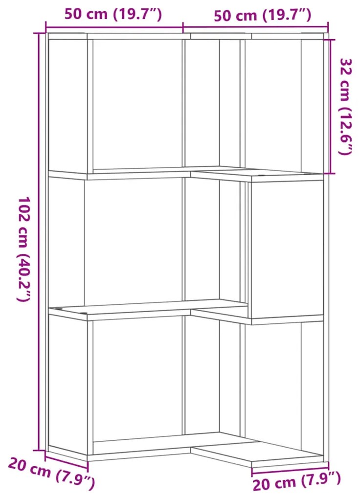 ΒΙΒΛΙΟΘΗΚΗ ΓΩΝΙΑΚΗ 3 ΕΠ. ΓΚΡΙ SONOMA 50X50X102ΕΚ ΕΠΕΞ. ΞΥΛΟ 852596