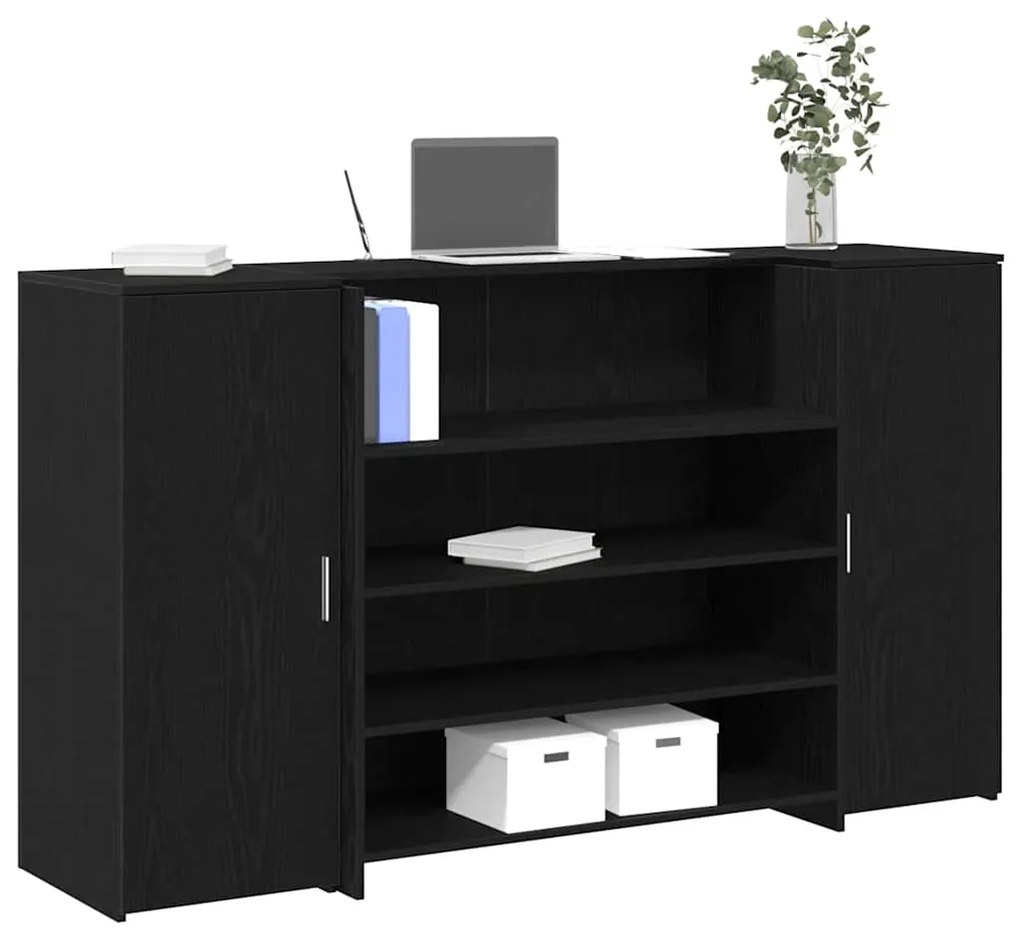 vidaXL Γραφείο υποδοχής Μαύρο Δρυς 180x50x103,5 εκ. Επεξεργασμένο Ξύλο