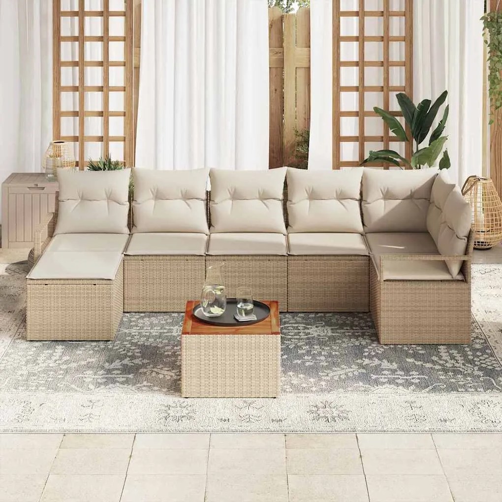 vidaXL Σετ Καναπέ Κήπου 8 pcs Beige, λευκό
