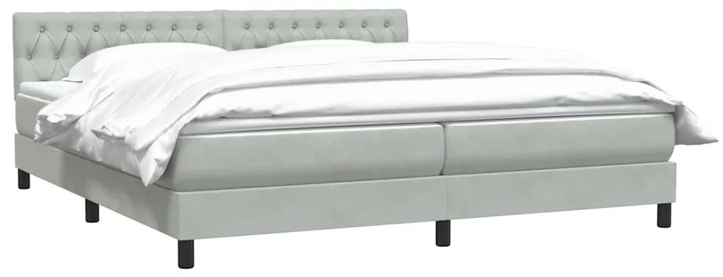 Box Spring κρεβάτι με στρώμα ανοιχτό γκρι 200x210 cm Βελούδινο - Γκρι