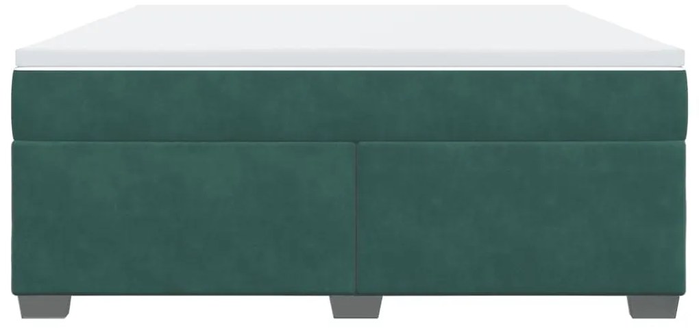 vidaXL Κρεβάτι Boxspring με Στρώμα Σκούρο Πράσινο 180x200εκ. Βελούδινο