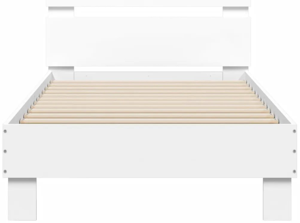 vidaXL Πλαίσιο Κρεβατιού με Κεφαλάρι &amp; λυχνίες LED Λευκό 75 x 190 εκ.