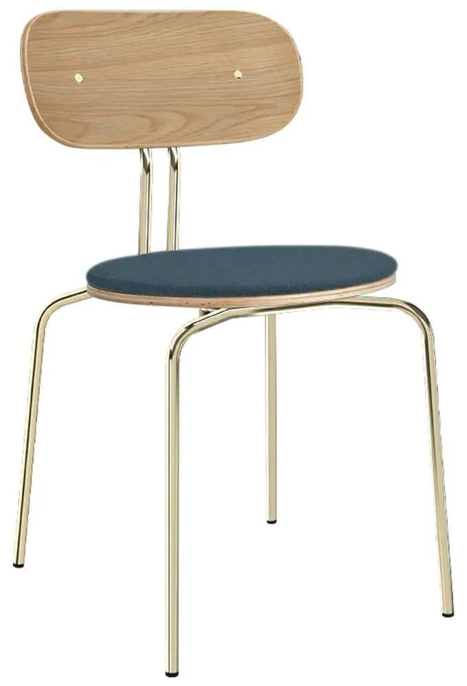 Καρέκλα Τραπεζαρίας Curious Brass 5916-1C719-15 44,5x48x77,5cm Oak-Blue Umage Steel,Polywood