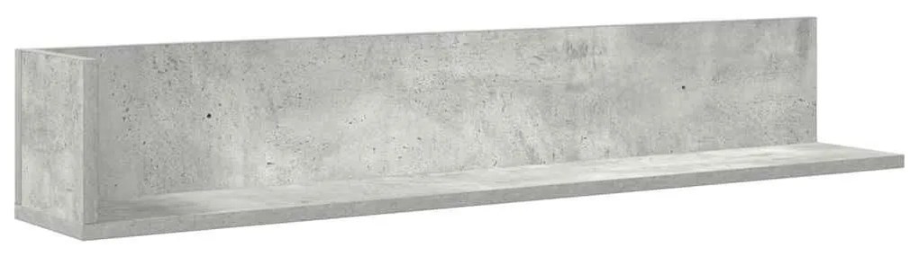 Ράφια τοίχου 2 τεμάχια Μπετόν Γκρι 100x16,5x16,5cm Ξύλο μηχανής - Γκρι