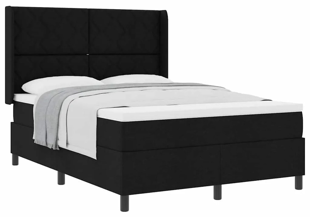 vidaXL Κρεβάτι με Στρώμα Μαύρο 160x200 cm, Ύφασμα