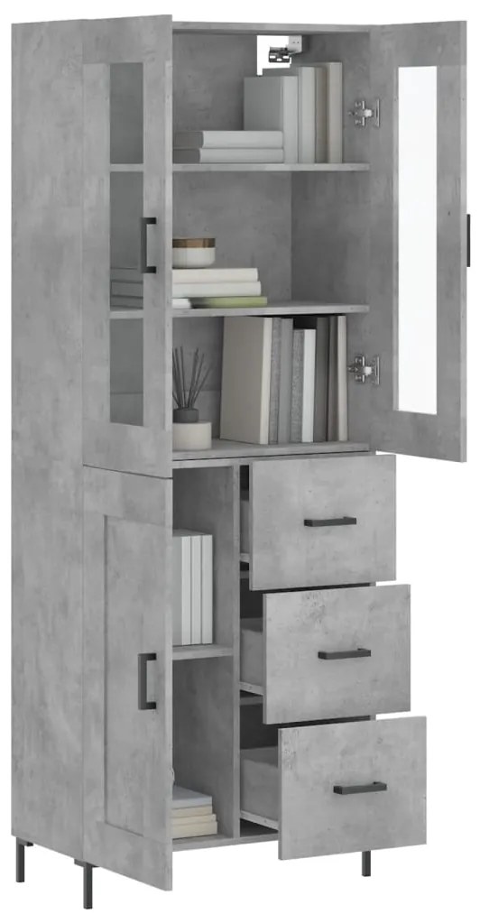 vidaXL Ντουλάπι Γκρι Σκυροδέματος 69,5x34x180 εκ. Επεξεργασμένο Ξύλο