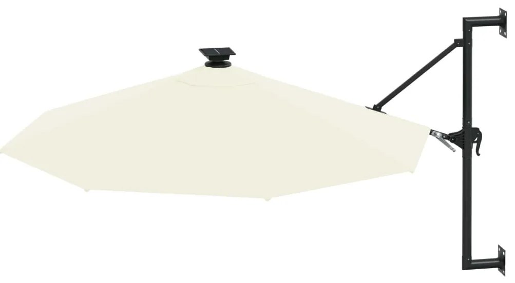 vidaXL Ομπρέλα Κήπου Επιτοίχια με LED Χρ. της Άμμου 300 εκ.