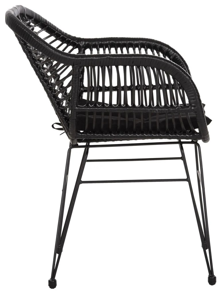 Καρέκλα Πολυθρόνα ALLEGRA C5450.32 Μεταλλική με Μαύρο Wicker &amp; Μαξιλάρι 58x59x82Υεκ. 58x59x82 εκ.