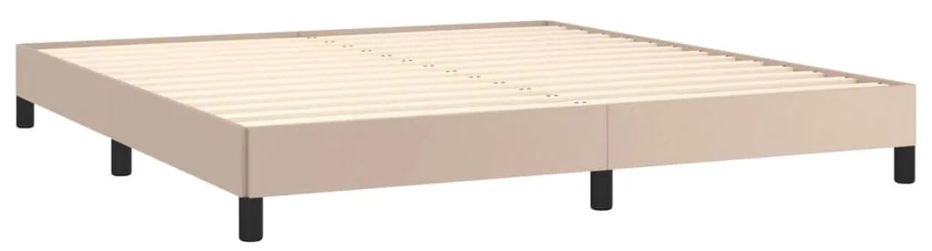 vidaXL Κρεβάτι Boxspring με Στρώμα Καπουτσίνο 180x200 εκ. Συνθ. Δέρμα