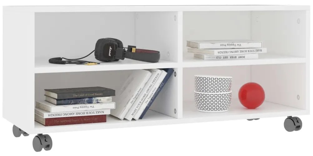 vidaXL Έπιπλο Τηλεόρασης με Ρόδες Λευκό 90x35x35 εκ. από Επεξ. Ξύλο