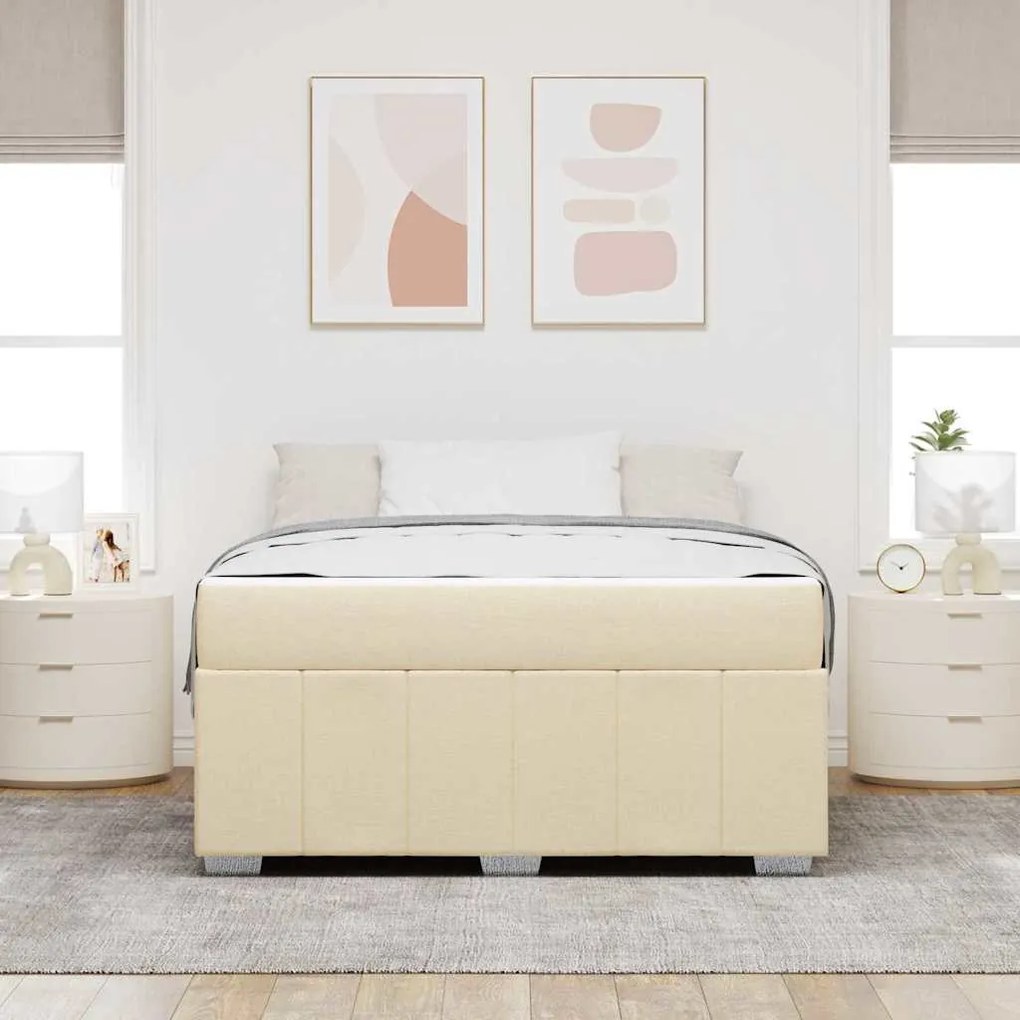vidaXL Σκελετός Κρεβατιού Κρεμ 140 x 200 cm ύφασμα