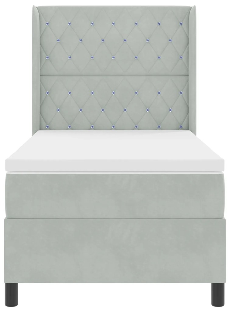 vidaXL Κρεβάτι με Στρώμα Light Grey 90x200 cm Βελούδο