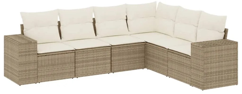 vidaXL Σετ Καναπέ Κήπου 6 τεμ. Μπεζ Συνθετικό Ρατάν με Μαξιλάρια