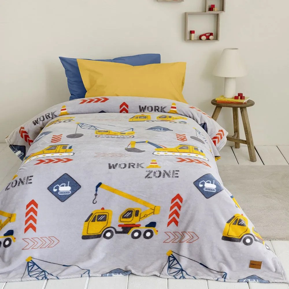 Κουβέρτα Παιδική Work Zone Grey-Multi Nima Μονό 150x220cm Πολυέστερ