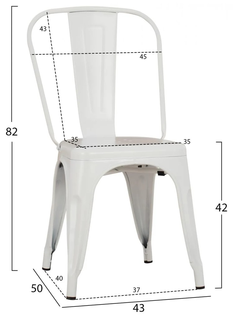 ΚΑΡΕΚΛΑ ΜΕΤΑΛΛΙΚΗ MELITA ΣΕ ΛΕΥΚΟ MAT  43x50x82Υ εκ.