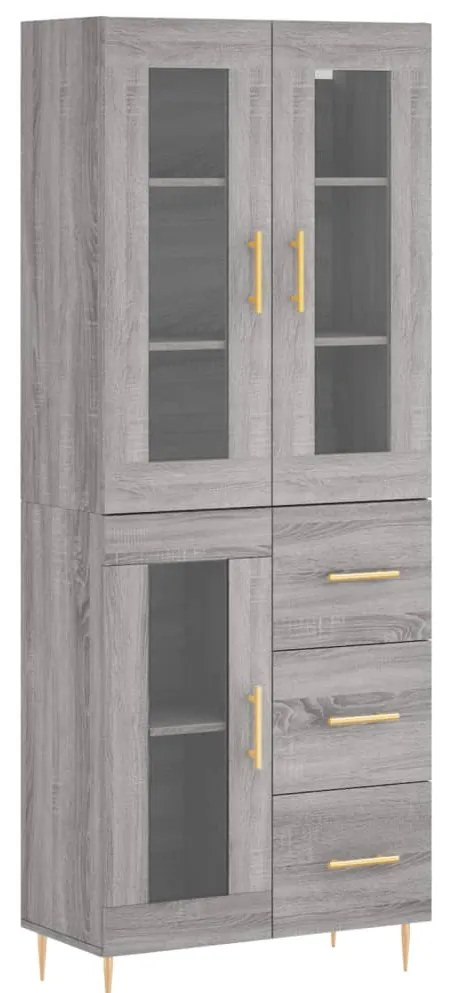vidaXL Ντουλάπι Γκρι Sonoma 69,5 x 34 x 180 εκ. Επεξεργασμένο Ξύλο