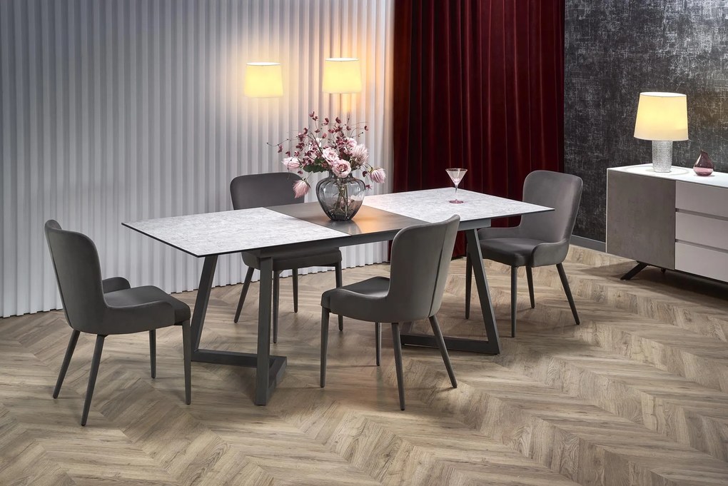 TIZIANO extension table, color: top - light grey / dark grey, legs - dark grey DIOMMI V-CH-TIZIANO-ST