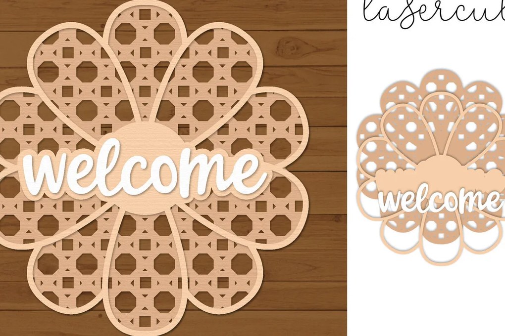 Intra απο ξύλο plywood 3mm-4mm πάχος – Rattan Sign Lasercut - Πρότυπο Lasercut Δίασταση 40x30 cm INTRAFABR-121369136