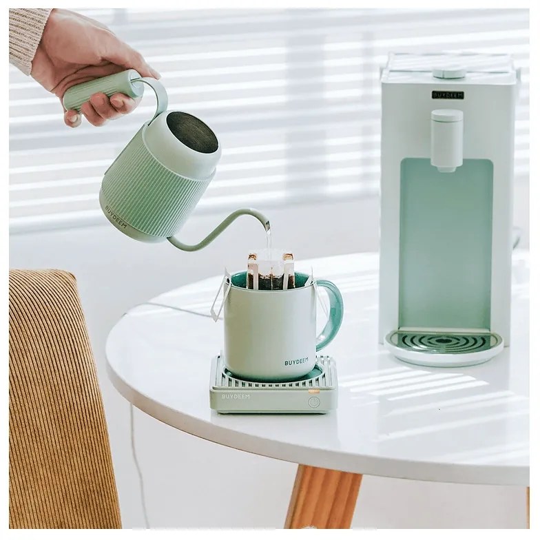 Κεραμικό φλιτζάνι τσαγιού και καφέ Buydeem CD1018-CG, 350 ml, Επίπεδος πάτος, Εσωτερική κλίμακα μέτρησης, Κεραμικό υψηλής θερμοκρασίας, Πράσινο