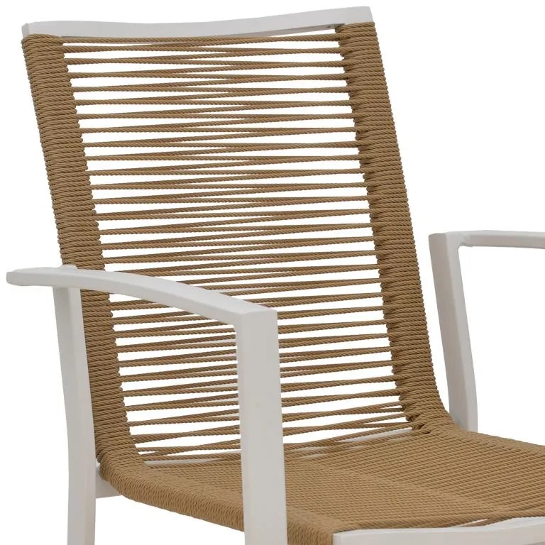 Καρέκλα - Πολυθρόνα Jonian στοιβαζόμενη λευκό αλουμίνιο-textilene σε φυσική απόχρωση 57x63x83 εκ. 57x63x83 εκ.