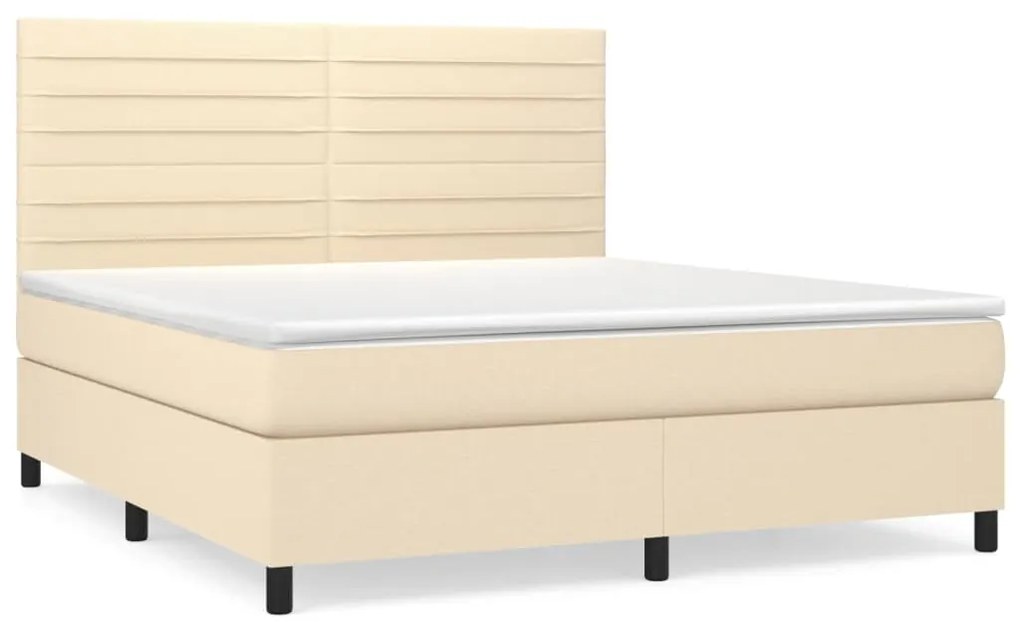 vidaXL Κρεβάτι Boxspring με Στρώμα Κρεμ 180x200 εκ. Υφασμάτινο