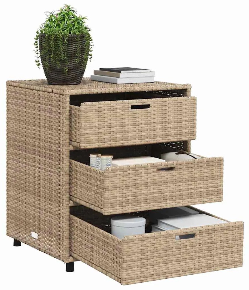 vidaXL Ντουλάπι Αποθήκευσης Κήπου Beige 55x59x69 εκ. Συνθετικό Ρατάν