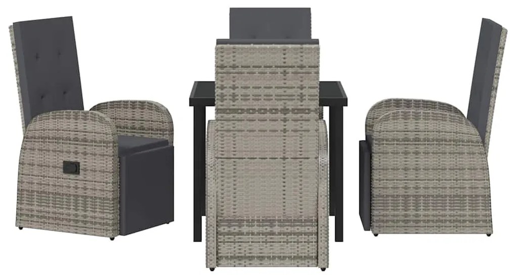 vidaXL Σέτ φαγητού για κήπο με μαξιλάρι 5 pcs Γκρι συνθετικό ρατάν