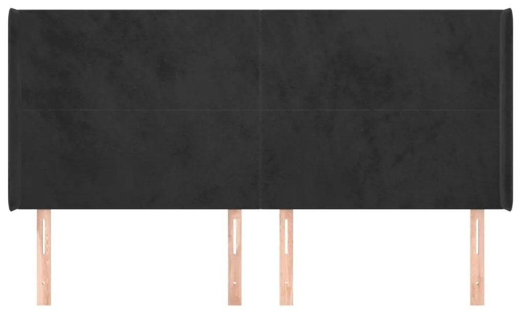 Κεφαλάρι με Πτερύγια Μαύρο 163x16x118/128 εκ. Βελούδινο - Μαύρο