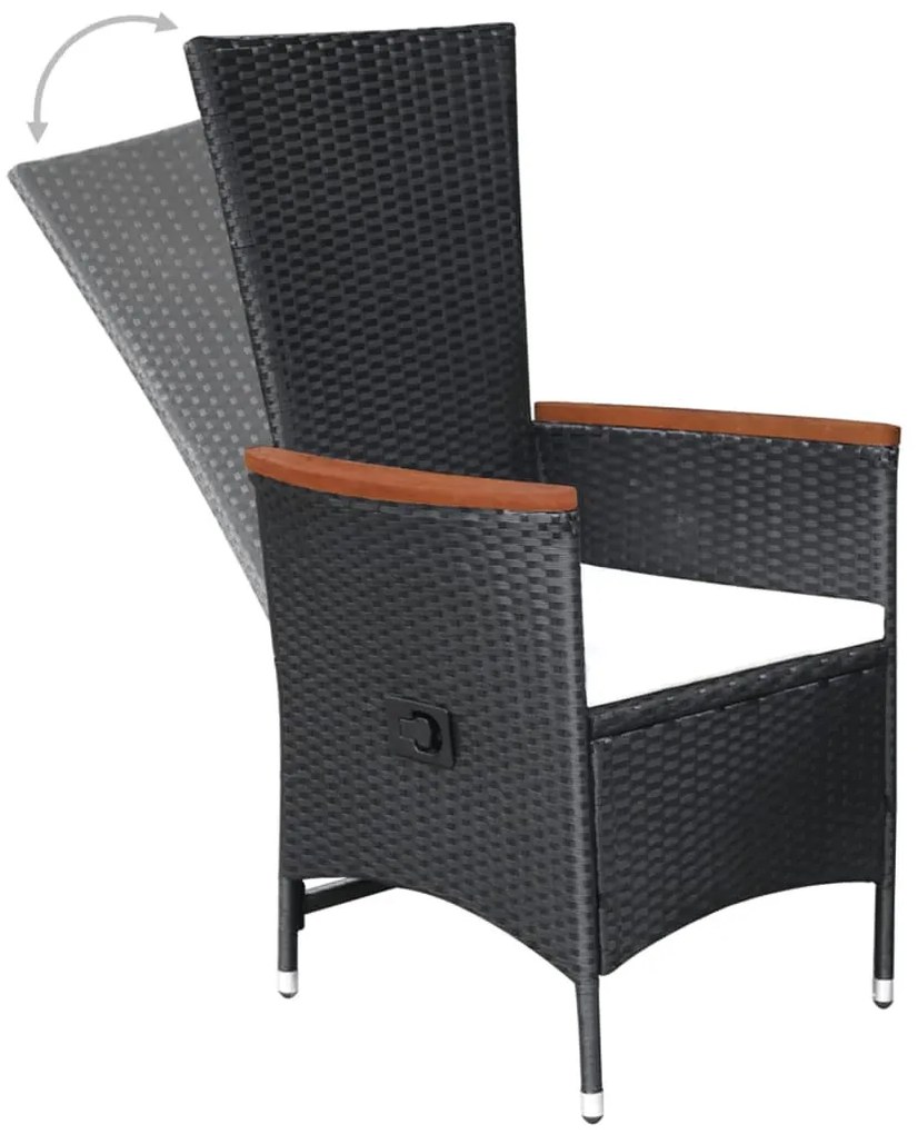 vidaXL Σετ Τραπεζαρίας Κήπου 7 Τεμαχίων Μαύρο από Συνθετικό Ρατάν