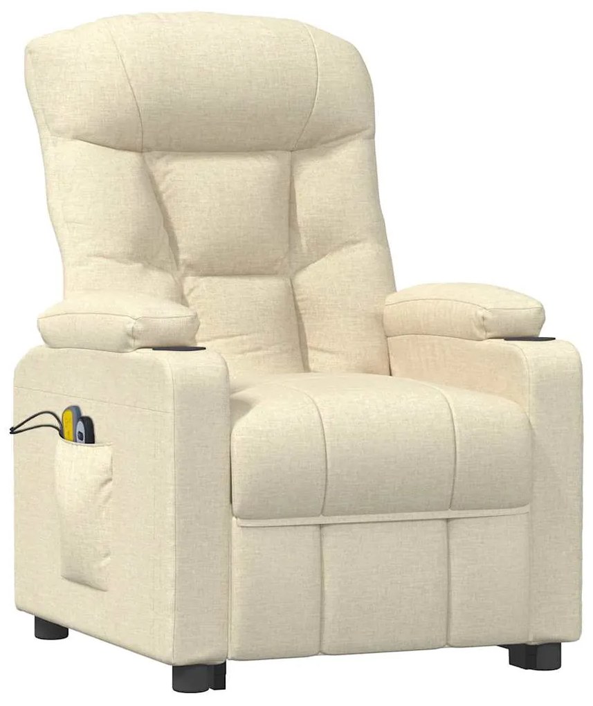 vidaXL Πολυθρόνα Μασάζ με Ανύψωση Κρεμ Υφασμάτινη