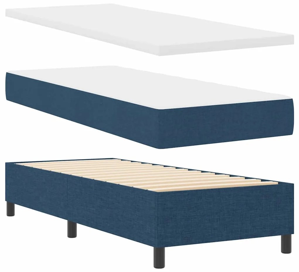 vidaXL Κρεβάτι με ελατήρια με στρώμα Μπλε 80 x 200 cm ύφασμα