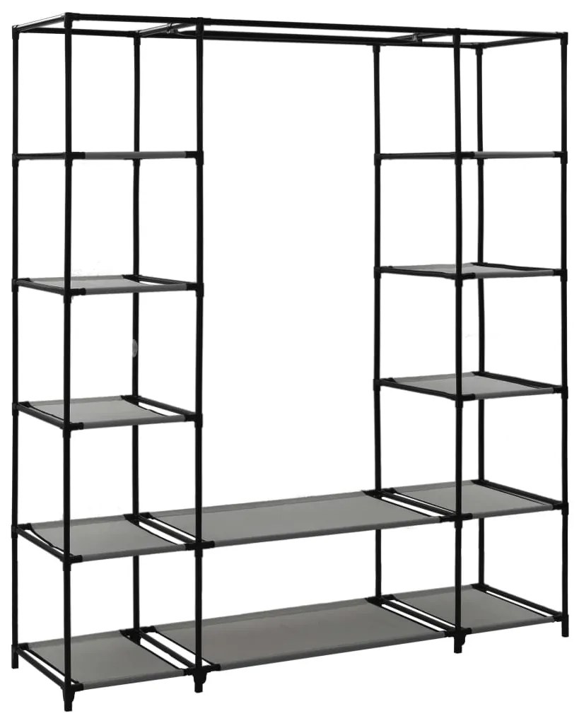 vidaXL Ντουλάπα με Ράφια / Σωλήνες Γκρι 150x45x176 εκ. Υφασμάτινη