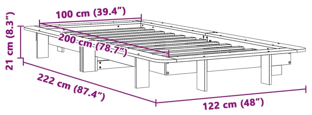 ΣΚΕΛΕΤΟΣ ΚΡΕΒΑΤΙΟΥ ΧΩΡΙΣ ΣΤΡΩΜΑ ΛΕΥΚΟ 100X200 ΕΚ. ΜΑΣΙΦ ΠΕΥΚΟ 850666