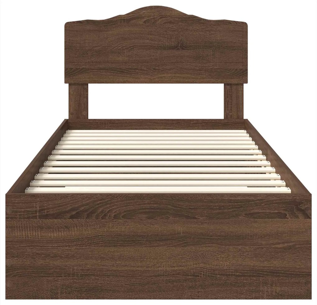 vidaXL Σκελετός Κρεβατιού Καφέ δρυς 90 x 190 cm Επεξεργασμένο ξύλο