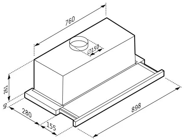 Απορροφητήρας Συρόμενος Pyramis Turbo 90 εκ. 90x28x30 εκ.