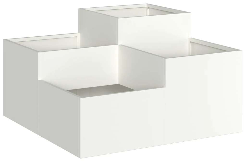 vidaXL Γλάστρα Κήπου 100x100x48 εκ Λευκό Ατσάλι