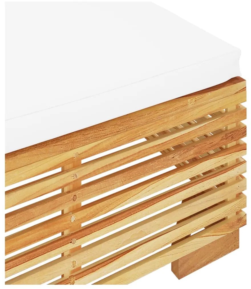 vidaXL Υποπόδιο Κήπου από Μασίφ Ξύλο Teak με Κρεμ Μαξιλάρι