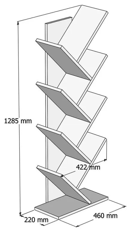 Ραφιέρα δαπέδου Bimossa 566BMS2217, Ύψος 128,5, Μήκος 46 cm, Μοριοσανίδα με επένδυση μελαμίνης, 8 ράφια, Λευκό