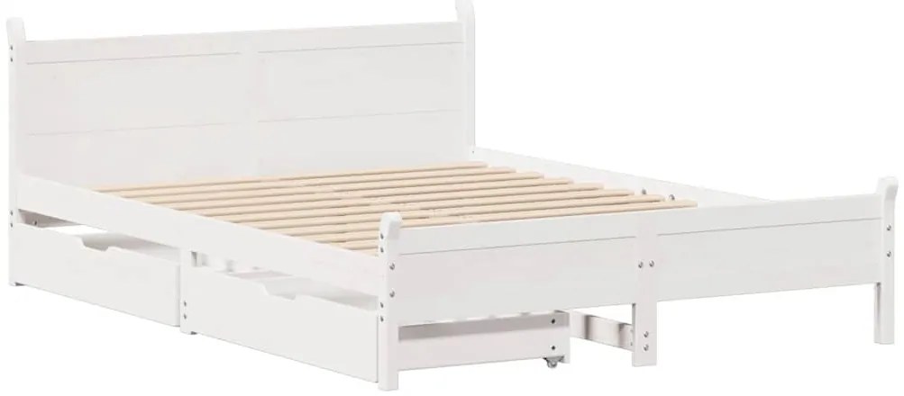 vidaXL Σκελετός Κρεβ. Χωρίς Στρώμα Λευκό 140x200 εκ Μασίφ Πεύκο