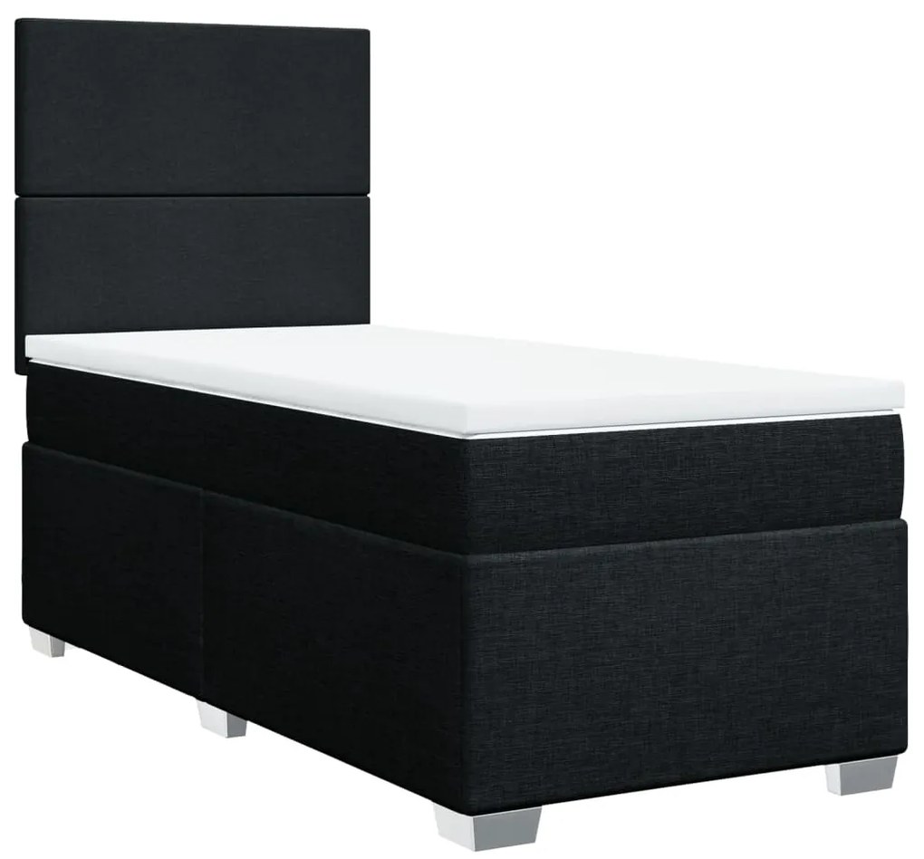 vidaXL Κρεβάτι Boxspring με Στρώμα Μαύρο 90x190 εκ.Υφασμάτινο