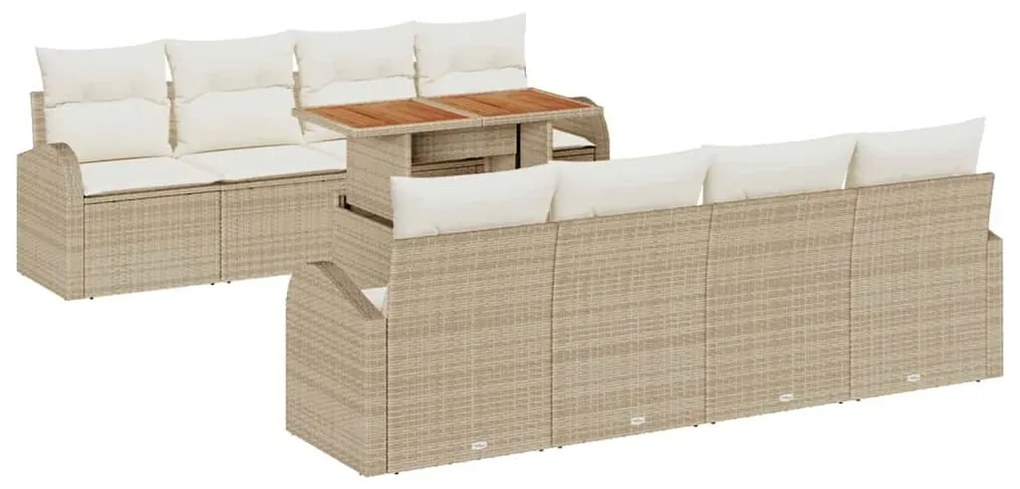 vidaXL Σετ Καναπέ Κήπου με μαξιλάρι 7 pcs μπεζ και κρεμ