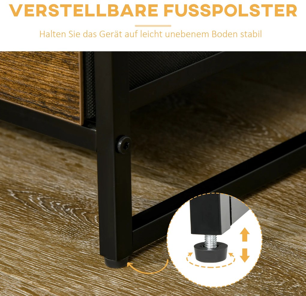 HOMCOM Ράφι αποθήκευσης με συρτάρια, ανοιχτός αποθηκευτικός χώρος, ατσάλινο πλαίσιο, ρυθμιζόμενα πόδια, 44x40x155 cm