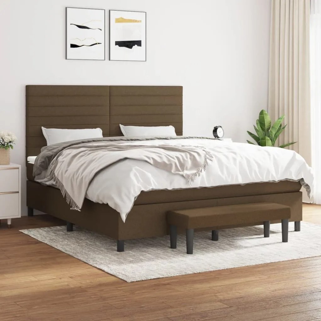 ΚΡΕΒΑΤΙ BOXSPRING ΜΕ ΣΤΡΩΜΑ ΣΚΟΥΡΟ ΚΑΦΕ 180X200 ΕΚ ΥΦΑΣΜΑΤΙΝΟ 3136696