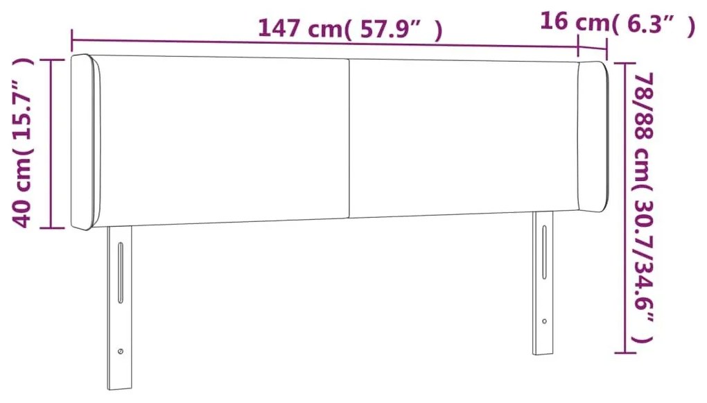 Κεφαλάρι με Πτερύγια Λευκό 147x16x78/88 εκ. Συνθετικό Δέρμα - Λευκό