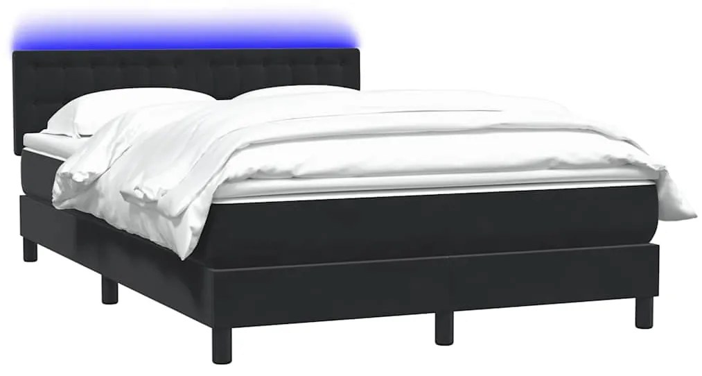 vidaXL Κρεβάτι Boxspring με Στρώμα Μαύρο 1140x210 εκ. Βελούδινο