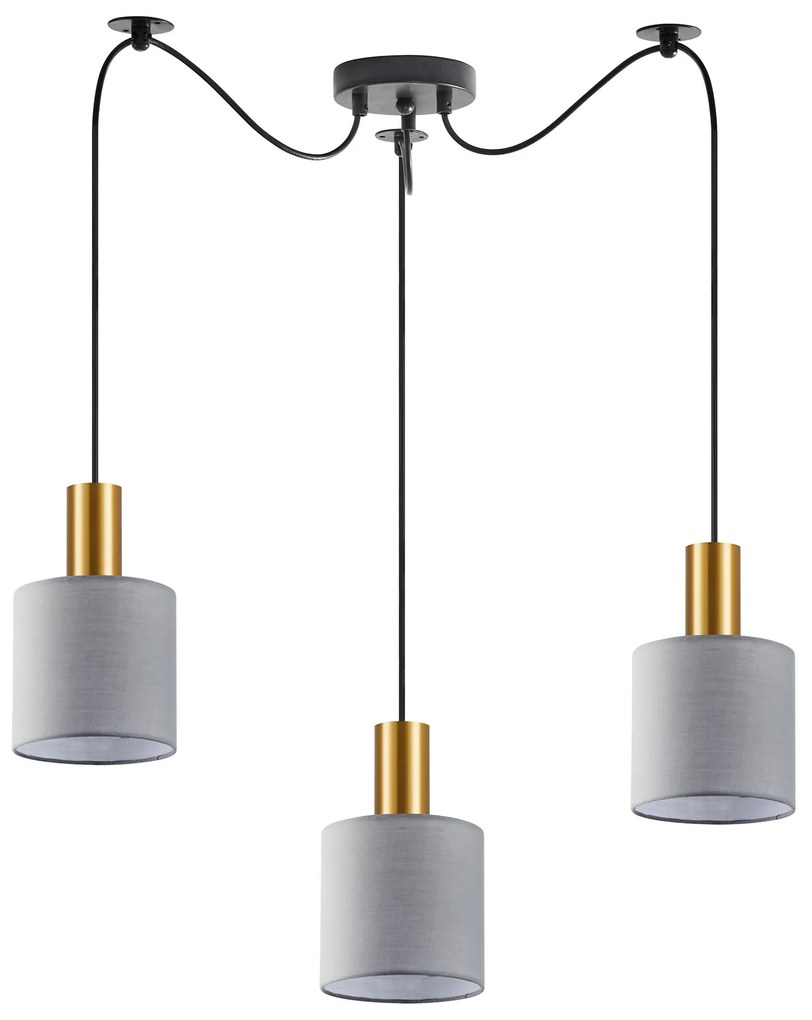 Φωτιστικό Οροφής  SE21-GM-4-BL3-SH2 ADEPT TUBE Gold Matt Pendant Grey Fabric Shade+ - 77-8605 - 51W - 100W - 77-8605