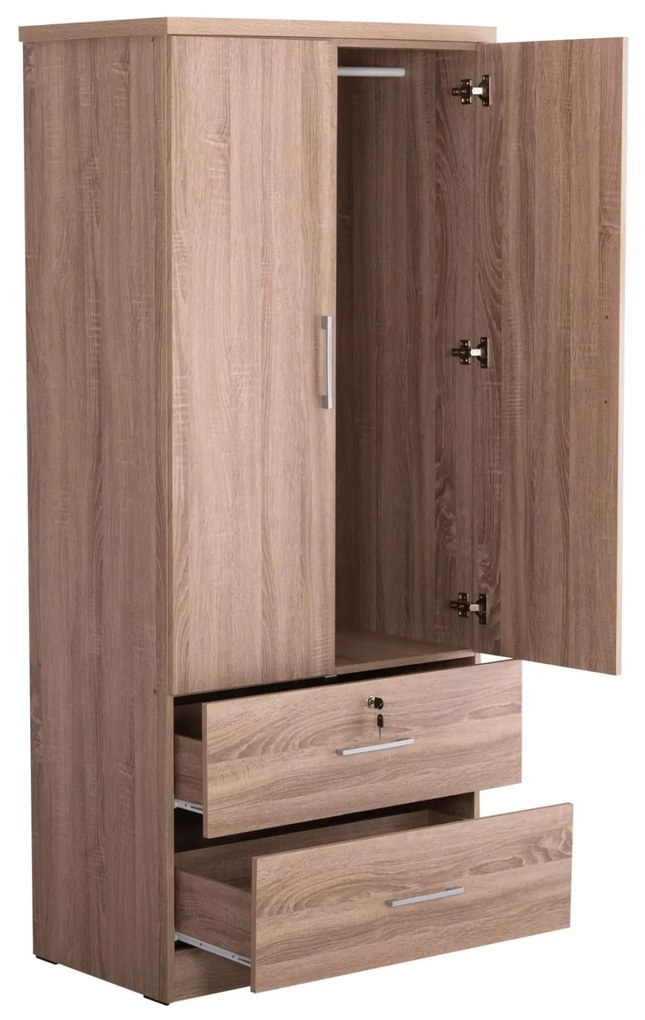 Ντουλάπα με Συρτάρια REINA Δίφυλλη Sonama Oak 80x48x183Υεκ. 80x48x183 εκ.